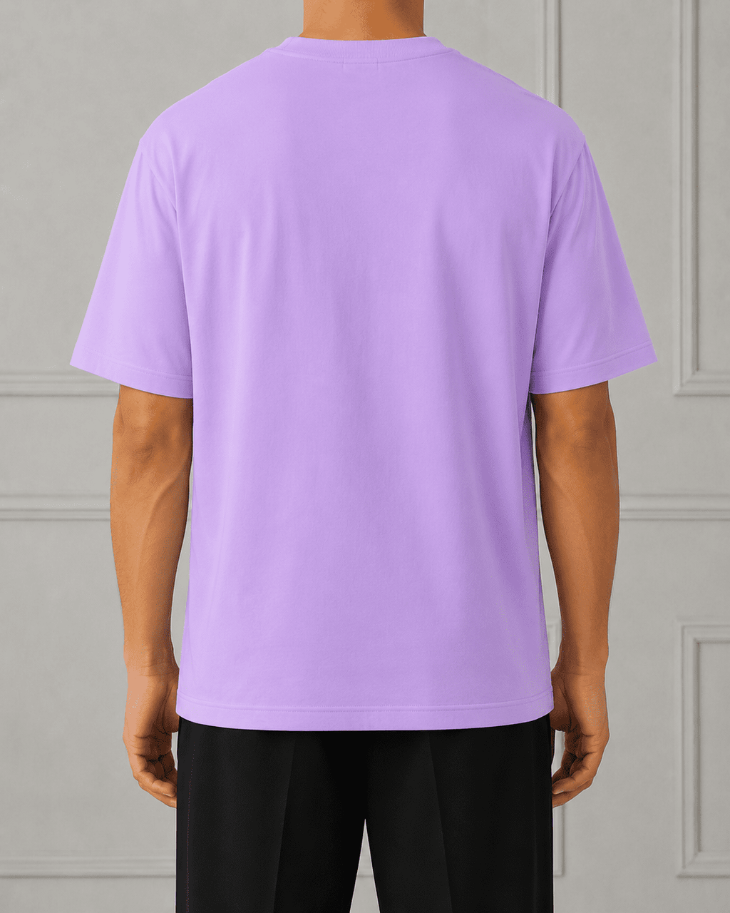 AM SIGNATURE OVERSIZED COTTON T-SHIRT - LIGHT LILAC