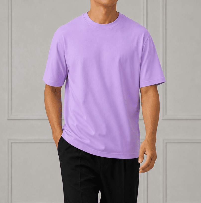 AM SIGNATURE OVERSIZED COTTON T-SHIRT - LIGHT LILAC