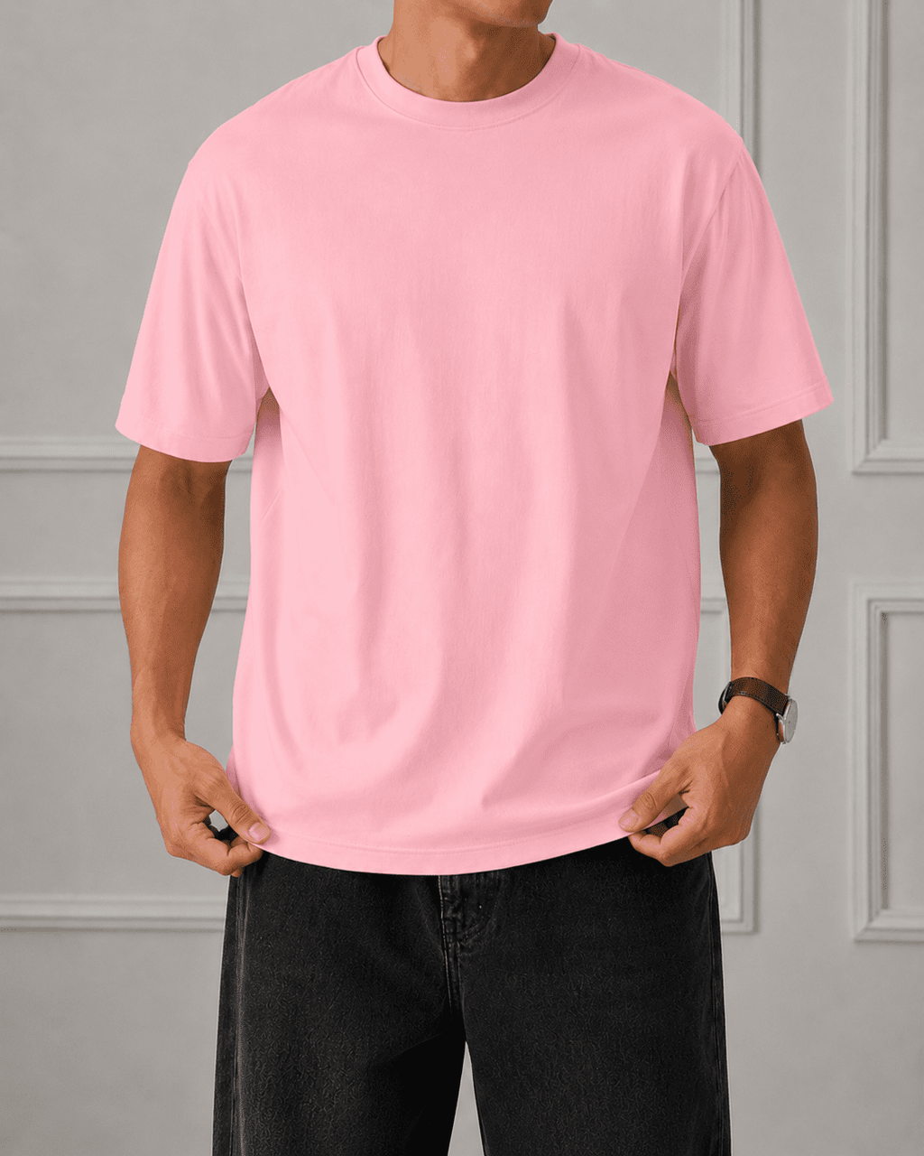 AM SIGNATURE OVERSIZED COTTON T-SHIRT - LIGHT PINK