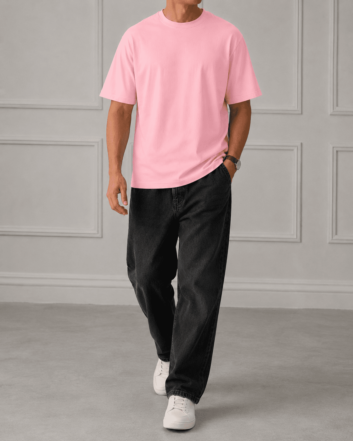 AM SIGNATURE OVERSIZED COTTON T-SHIRT - LIGHT PINK
