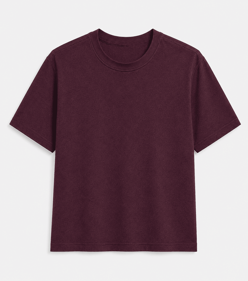 AM SIGNATURE OVERSIZED COTTON T-SHIRT - MAROON