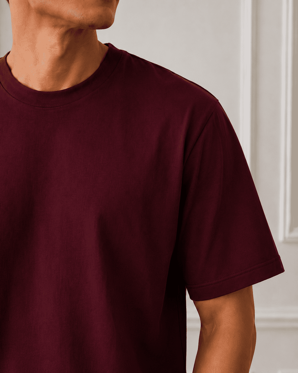 AM SIGNATURE OVERSIZED COTTON T-SHIRT - MAROON