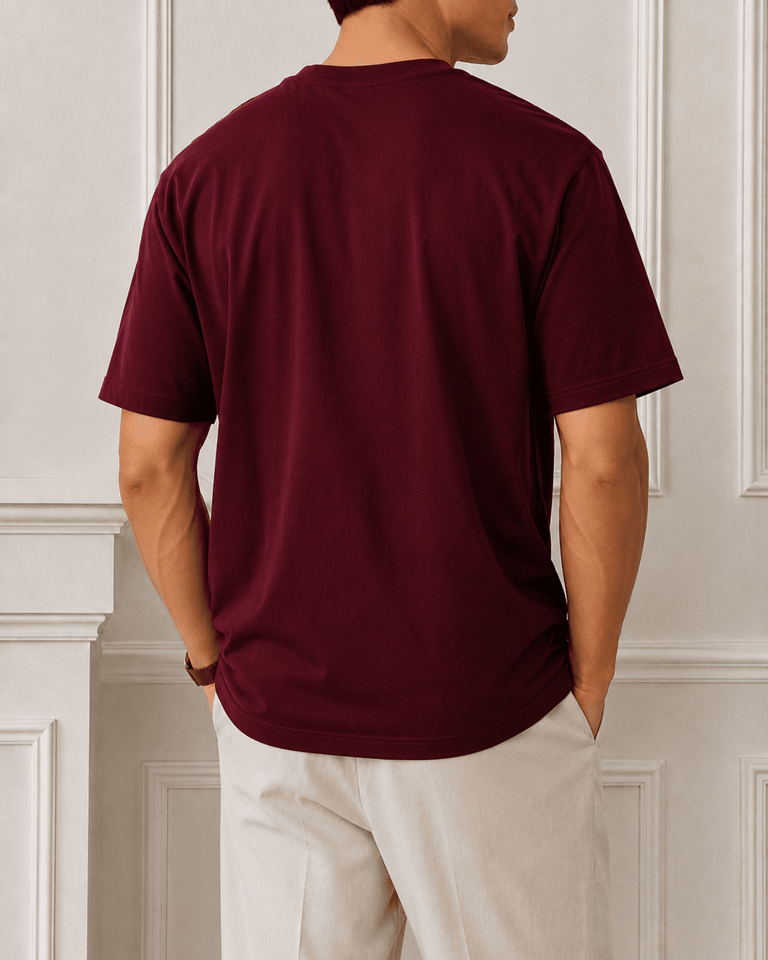 AM SIGNATURE OVERSIZED COTTON T-SHIRT - MAROON