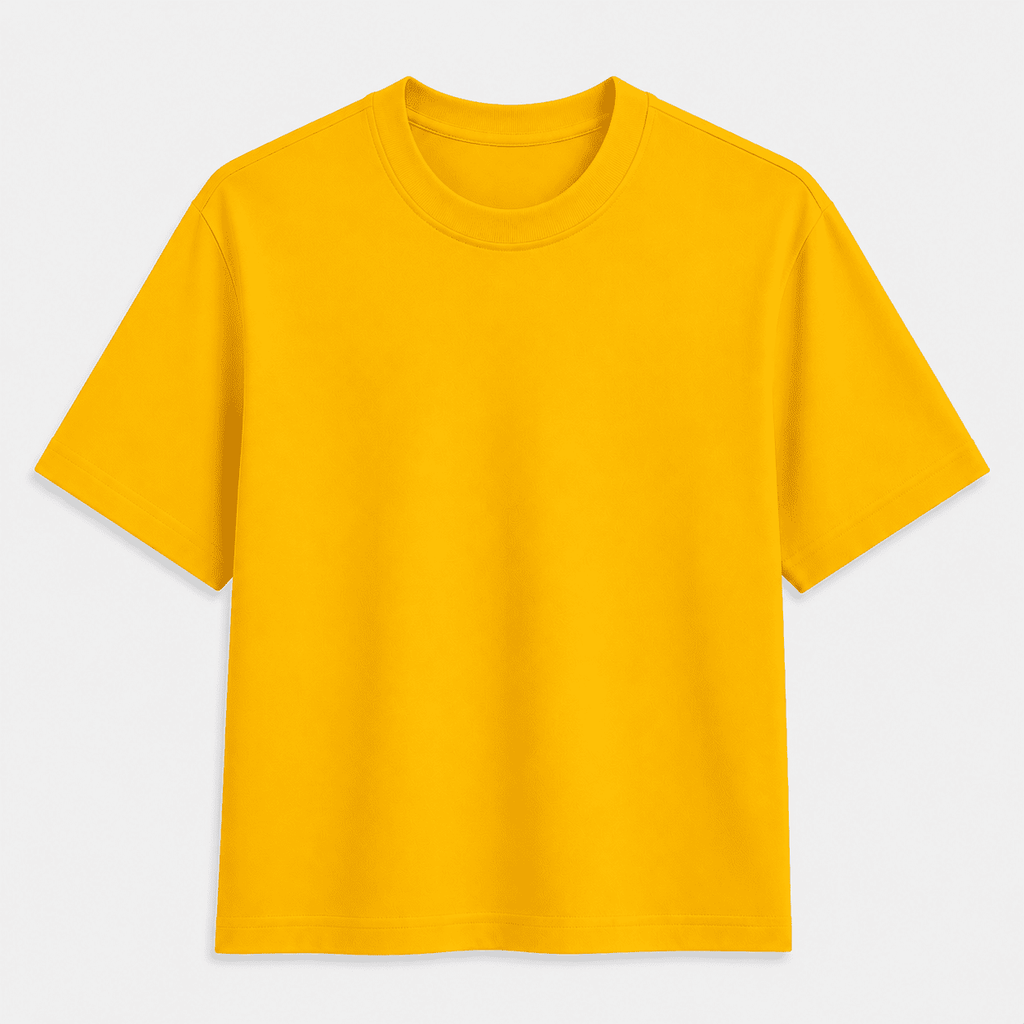 AM SIGNATURE OVERSIZED COTTON T-SHIRT - MUSTARD