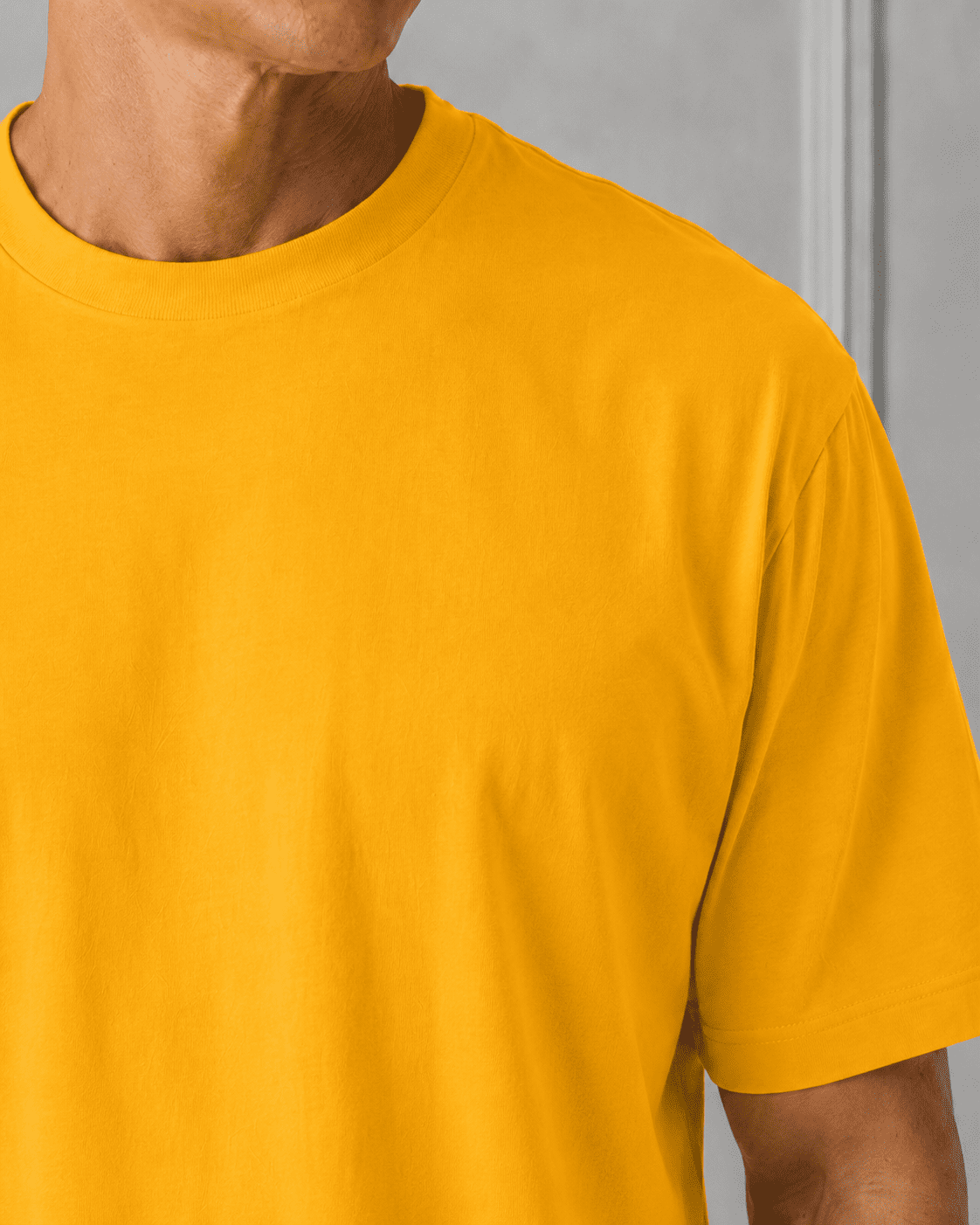 AM SIGNATURE OVERSIZED COTTON T-SHIRT - MUSTARD
