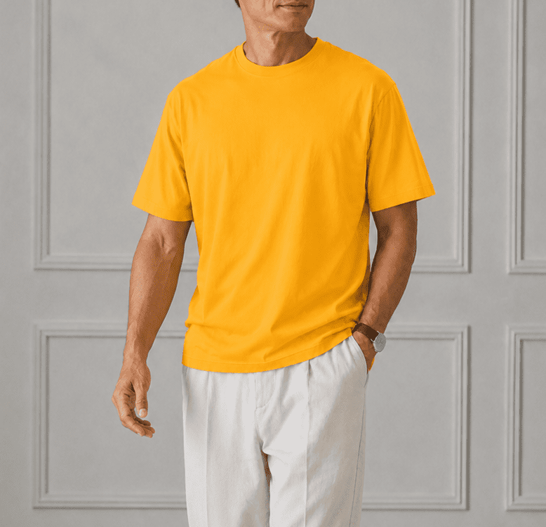 AM SIGNATURE OVERSIZED COTTON T-SHIRT - MUSTARD