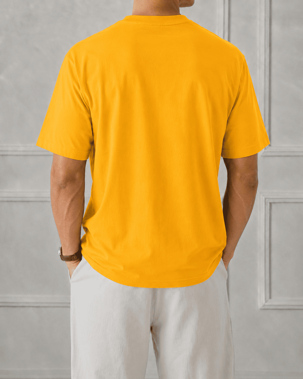 AM SIGNATURE OVERSIZED COTTON T-SHIRT - MUSTARD