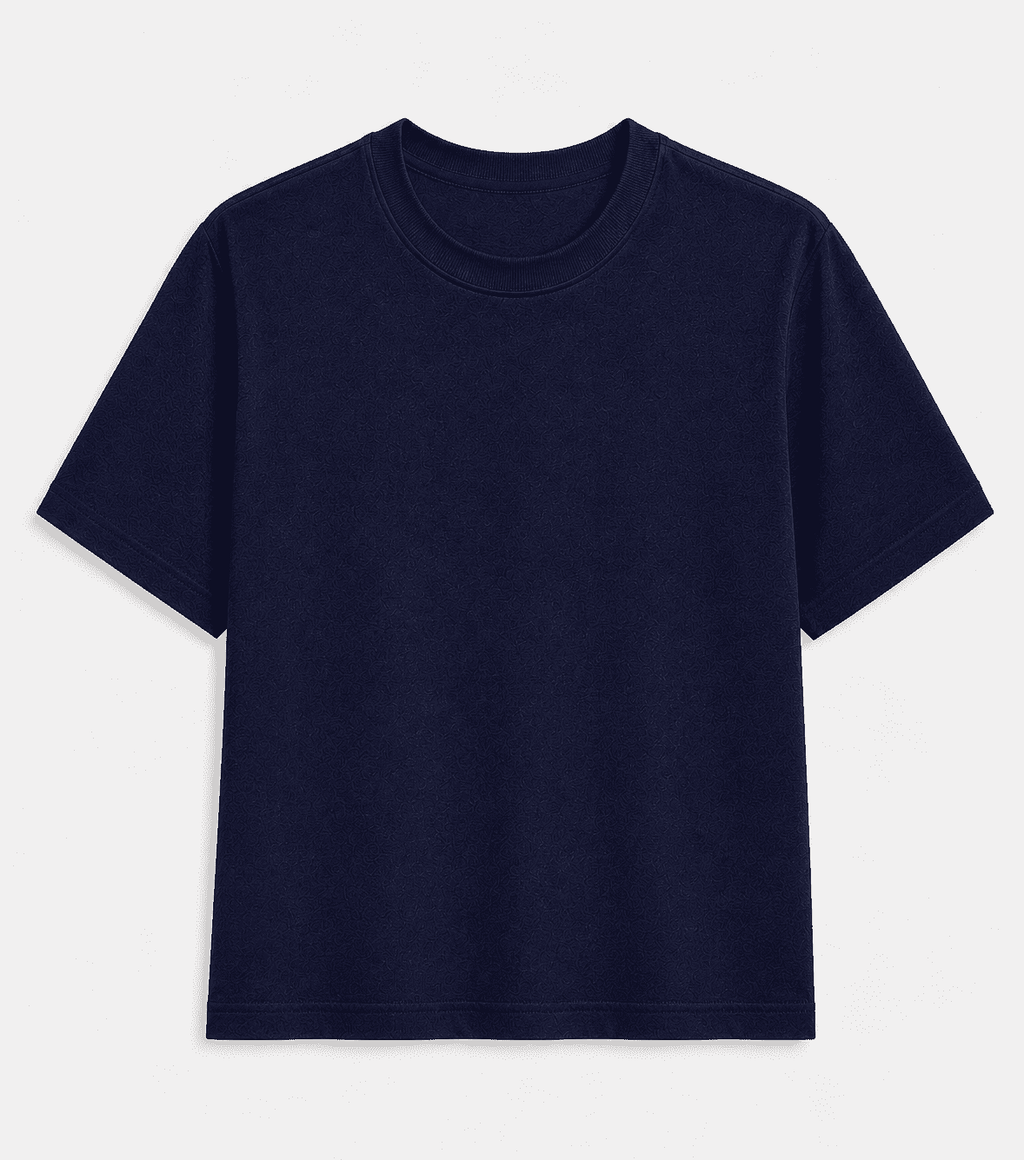AM SIGNATURE OVERSIZED COTTON T-SHIRT - NAVY