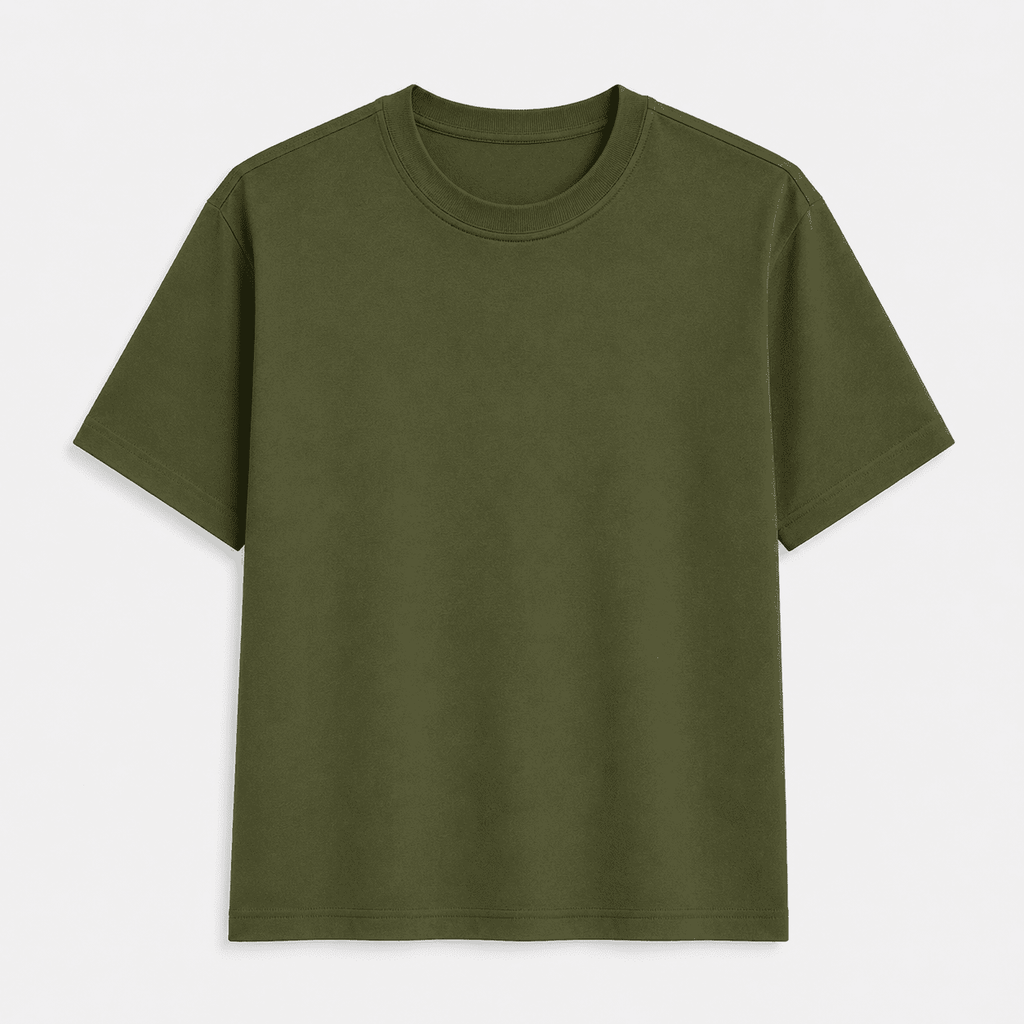 AM SIGNATURE OVERSIZED COTTON T-SHIRT - OLIVE GREEN