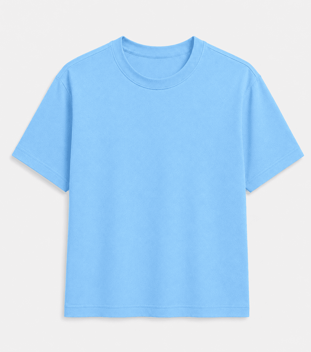 AM SIGNATURE OVERSIZED COTTON T-SHIRT - SKY BLUE