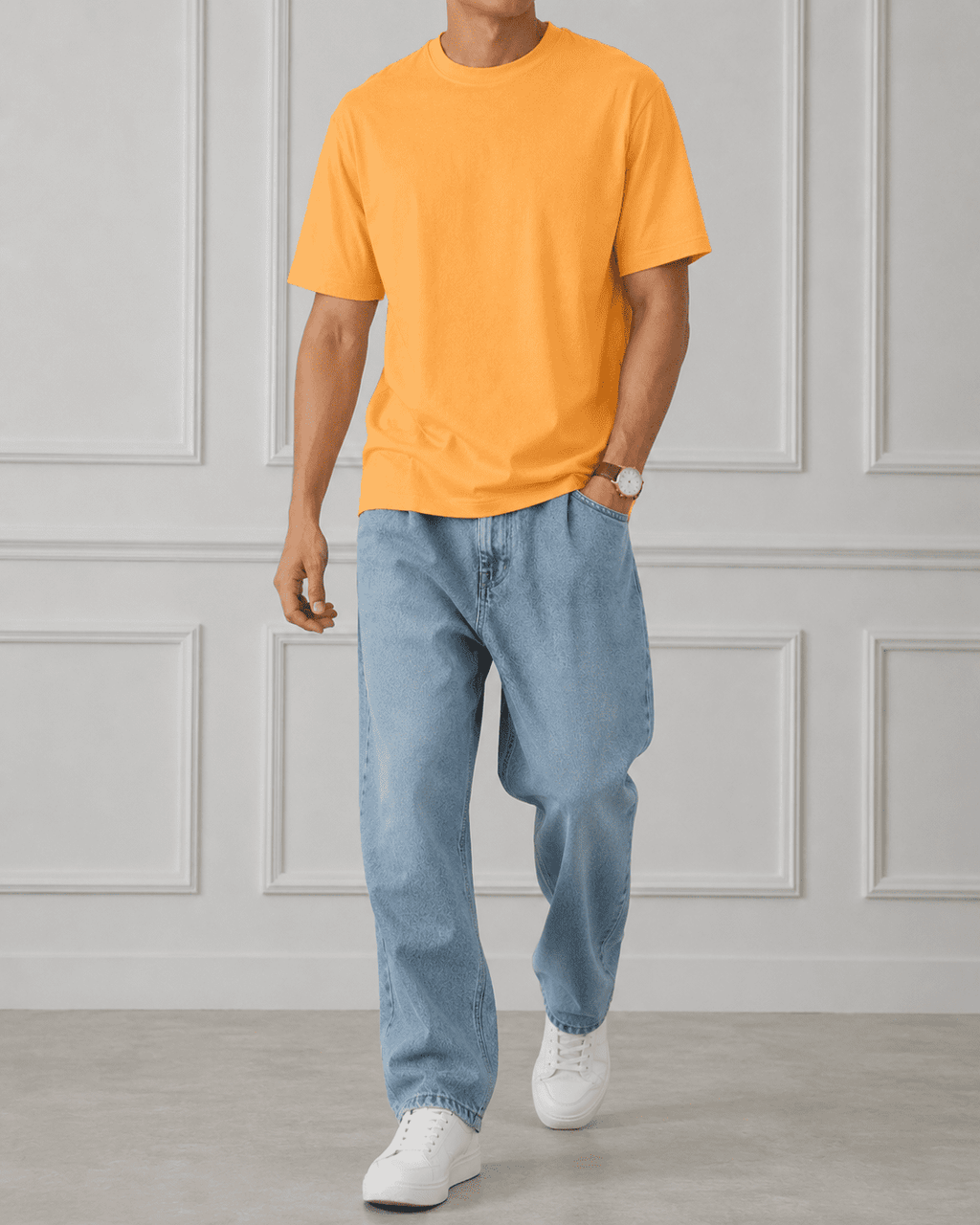 AM SIGNATURE OVERSIZED COTTON T-SHIRT - SUNSET PEACH
