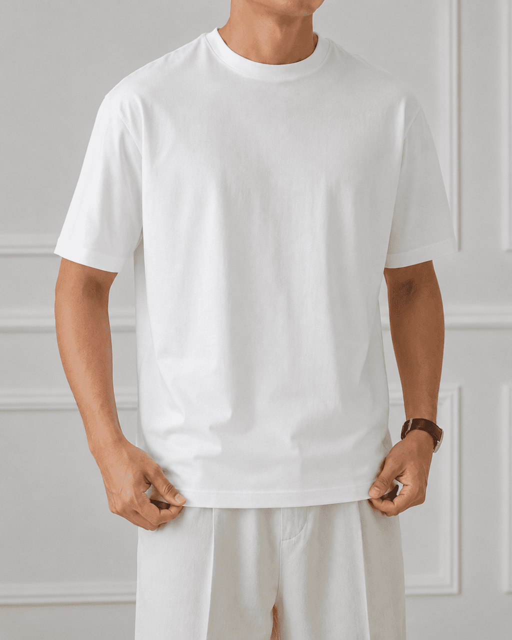 AM SIGNATURE OVERSIZED COTTON T-SHIRT - WHITE