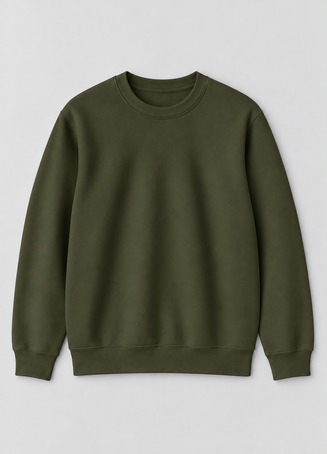 Basic Crew Neck Sweatshirt - Olive Green