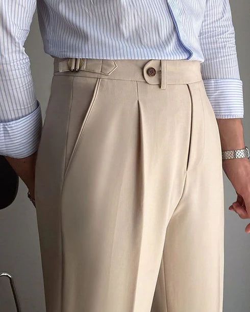 PREMIUM BEIGE ITALIAN STYLE PLEATED GURKHA PANTS