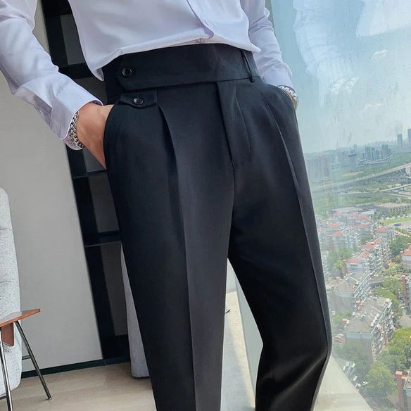 BLACK HIGH-WAIST ITALIAN GURKHA PANT