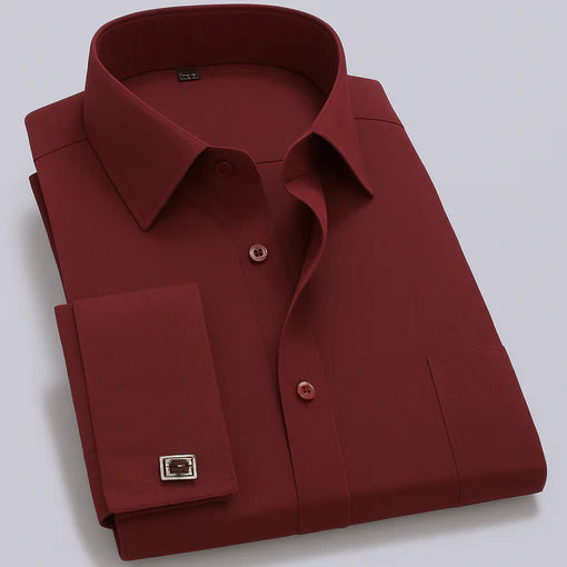 PREMIUM MAROON COTTON FORMAL SHIRT WITH FRENCH CUFFS