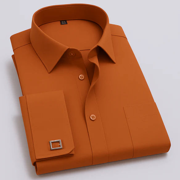 PREMIUM ORANGE COTTON FORMAL SHIRT WITH FRENCH CUFFS