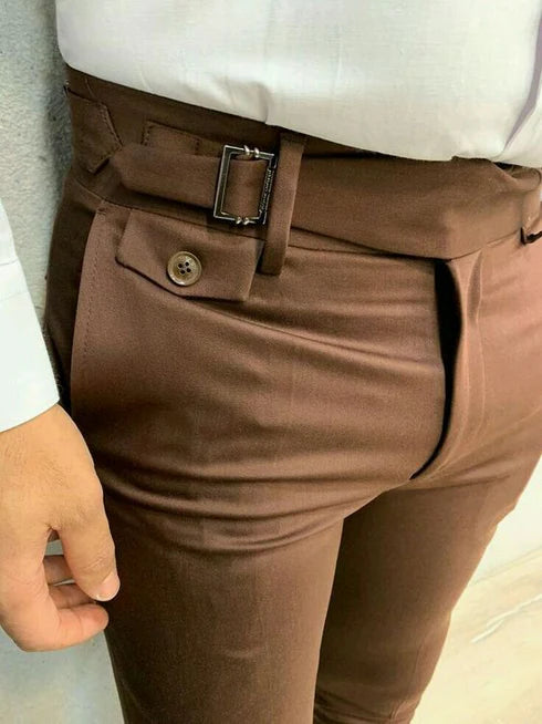CHOCO BROWN ITALIAN GURKHA PANTS WITH FLAP POCKET