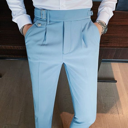 AQUA BLUE ITALIAN GURKHA PANTS WITH FLAP POCKET