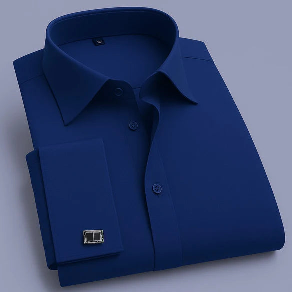 PREMIUM ROYAL BLUE COTTON FORMAL SHIRT WITH FRENCH CUFFS