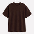 AM SIGNATURE WAFFLE KNIT OVERSIZED TEE - BROWN